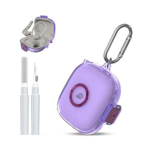 Clear Cover for Powerbeats Pro 2 Case with Secure Lock & Phone Stand, Soft TPU Protective Cover Compatible with Beats Powerbeats Pro 2 Earbuds Accessories with Fashion Keychain for Women, Clear Purple