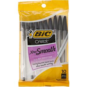 BIC Cristal Stic Medium Ball Pen, Black 10 ea (Pack of 2)