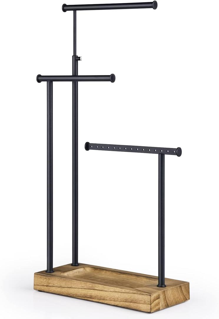 SRIWATANA Jewelry Organizer Stand, Extra Tall Necklace Holder Jewelry Holder, Gift Idea (Carbonized Black & Black)