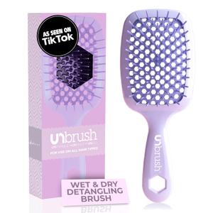 FHI Heat UNbrush Detangling Brush for Pain-Free Brushing on All Wet or Dry Hair Types  Durable DuoFlex Anti-Static Bristles, Lightweight Handle, Vented Hair Brush (Lilac Light Purple)