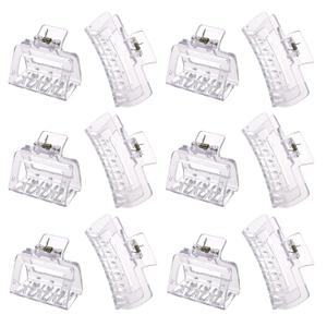 12 Pack Clear Square Claw Clips, Big and Small Neutral Rectangle Hair Claw Clips, Non-slip Matte Large Hair Clips for Women,Strong Hold jaw clip for Thick Thin Hair