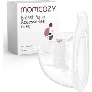 Momcozy M5 Full Set Collector Cup, Original M5 Breast Pump Replacement Accessories, with Double-Sealed 24mm Flanges