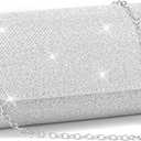 Clutch Purses for Women, Evening Bag with Detachable Chain Ladies Sparkling Party Handbag Wedding Bags (Silver)