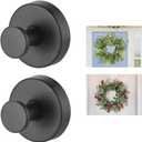 Suction Cup Wreath HangerSuction Cup Hooks Hanging 15 LbsWaterproof Suction Cup Wreath Holder for Windows, Shower, WreathsSmooth Doors (Black, 2)