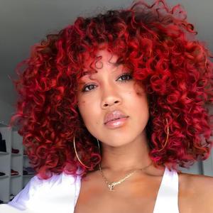 Red Afro Curly Wigs 70s, Kinky Wigs for Black Women, Synthetic Afro Curly Wigs for Women