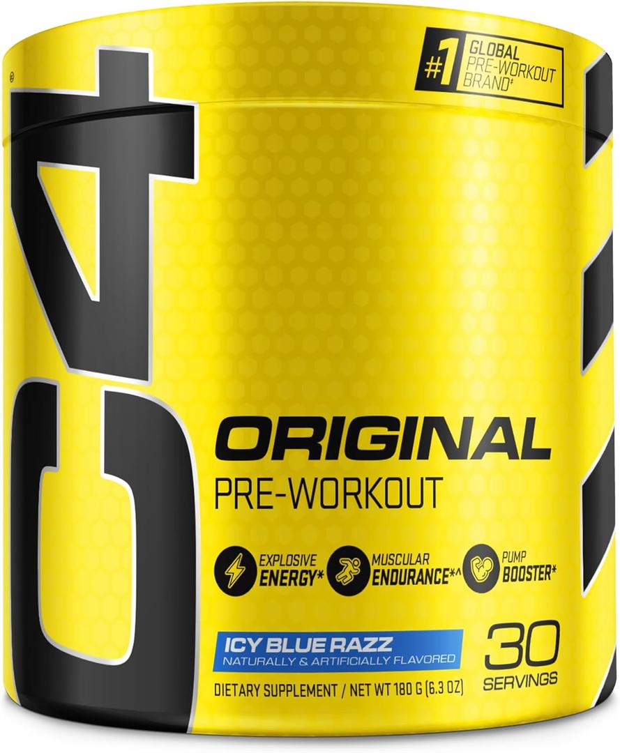 C4 Original Pre-Workout Powder For Endurance, Focus & Performance with 150mg Caffeine, Beta-Alanine, Creatine, Zero Sugar, 30 Servings, Icy Blue Razz (EXP 06/01/26)