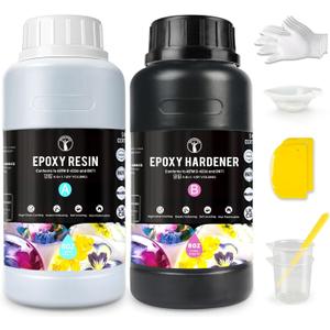 ResinAngel 16oz Epoxy Resin Kit - Easy Mix 1:1 Ratio Crystal Clear Self Leveling No Yellowing Casting Resin for Art Crafts, Jewelry Making, Resin Molds