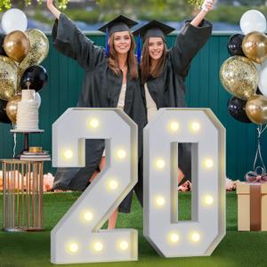 Marquee Numbers 20 New Year Decorations: Graduation Decor Large Light Up Number 3ft Balloon Sign New Years Eve Party Supplies Grad Decoration Class of 2026 Backdrop High School College Kindergarten