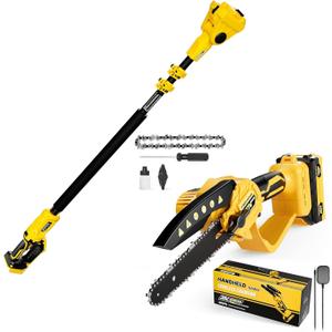 2-IN-1 Cordless 6" Pole Saw & Chainsaw compatible with 20V Battery, With 1.5 Ah Battery *1Reach Extension Pole-For Tree Trimming