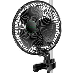 VIVOSUN AeroWave A6 6-Inch Clip-on Fan, Patented Portable Indoor Fan with Clip, 2-Speed Adjustment, Cord, Strong Airflow but Low Noise, and Fully-Adjustable Tilt for Grow Tent, Black, 1-Pack