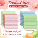 Qeeenar 8 Pads Big Sticky Notes 11 x 11 Inch Lined Jumbo Large Sticky Notes for Wall,Giant Strong Power Memo Square Post for Office, 25 Sheets/Pad(Pastel Color)