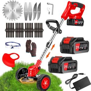 Cordless Weed Wacker Battery Powered Electric 21V 4.0Ah,Weed Wacker Battery Operated Grass Trimmer/Lawn Edger/Mower/Brush Cutter, Weeder Tool for Lawn Garden Pruning/Trimming, Black