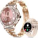 Smart Watches for Women (Answer/Make Call) with Diamonds, 1.3HD Screen Bluetooth Smartwatch for Android iOS Phones, IP68 Waterproof Fitness Activity