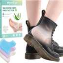 Welnove Silicone Heel Protectors for Shoes - 4 Pcs Gel Heel Cups with Aloe Vera Extract for Women Men - Shoe Cushion Inserts Pads for Plantar Fasciitis, Spur, Dry Cracked Heels,Blister, Size L