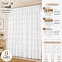 White Ruffle Shower Curtain - Farmhouse Cloth Bathroom 72 x 72 Inches Texture Fashion, Double Layer Fabric, Soft Feel, not See Through.
