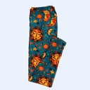 Lularoe Tall Curvy (TC fits Sizes 12-18) Sun Smiling Crescent Moon Stars Slate Blue Buttery Soft Adult Leggings 7510-B11, Pack Of 2