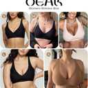 OEAK Womens Deep V Bras Wireless Comfortable Bra Supportive No Underwire Bras Tshirt Push Up Bralettes Plunge Seamless Bra (White, XL)