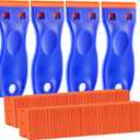 4 PCS Plastic Razor Blade Scraper and 120 PCS Plastic Razor Blades, Cleaning Scraper Tool for Remover, Adhesive, Stickers, Decals, Glass, Labels, Cars Windows (Blue)