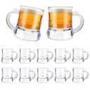ZZYFGH 12 Pcs Mini Plastic Beer Mugs, 1 Oz Clear Plastic Shot Glasses Beer Mug with Handles, Reusable Beer Stein Tasting Glasses for Beer Fest, Birthday Weddings Party Supplies, BBQ and Picnics