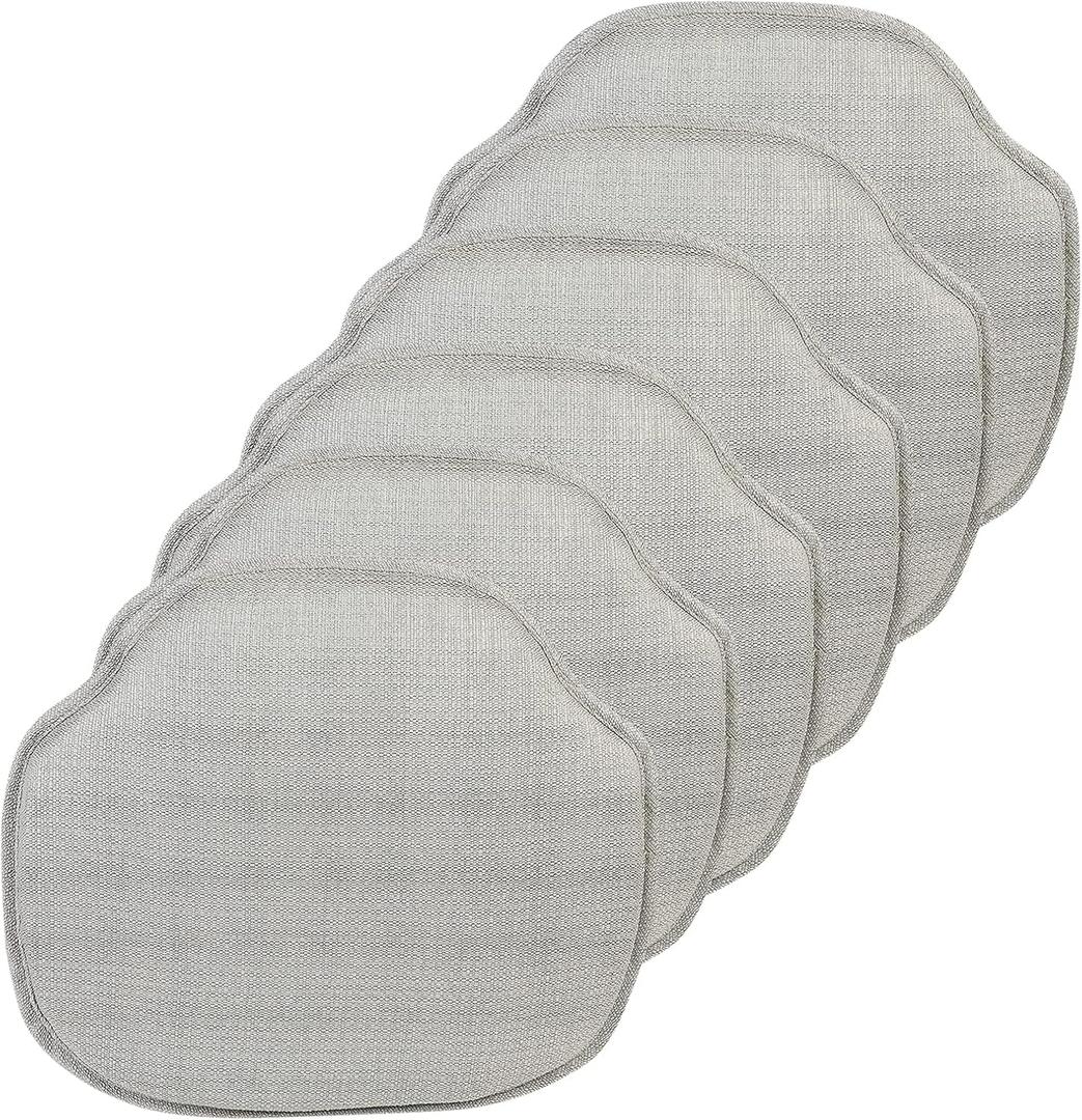 Klear Vu Gripper Omega Non-Slip Windsor Chair Cushions with Skid-Proof Seat Pad for Dining Room, Kitchen, and Office Use, 16x15 Inches, 6 Count (Pack of 1), Gray
