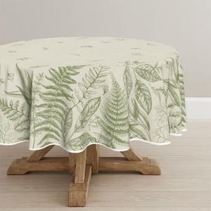 Horaldaily Spring Tablecloth 6060 Inch Round, Plants Wild Fern Beige Washable Table Cover for Party Picnic Dinner Decor