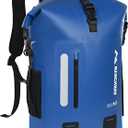 MARCHWAY Roll Top Waterproof Backpack, Floating Dry Bag 20L/30L/45L with Ergonomic Rectangular Base, Cushioned Back, Hip Strap for Hiking Camping Kayaking Travel (Blue, 45L)