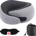 Airplane Travel Neck Pillow for Support Long Flight,Memory Foam Travel Pillow Compact Head Support with Pain Relief, Ergonomic Sleeping Pillow & Road Trips(Gray)
