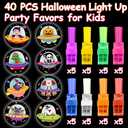 Olixmlya 40PCS Halloween Party Favors for Kids, Light Up LED Finger Lights Glow in the Dark Toys Halloween Goodie Bag Fillers Treats Bulk for Halloween Party Classroom Prizes Trick or Treats Gifts