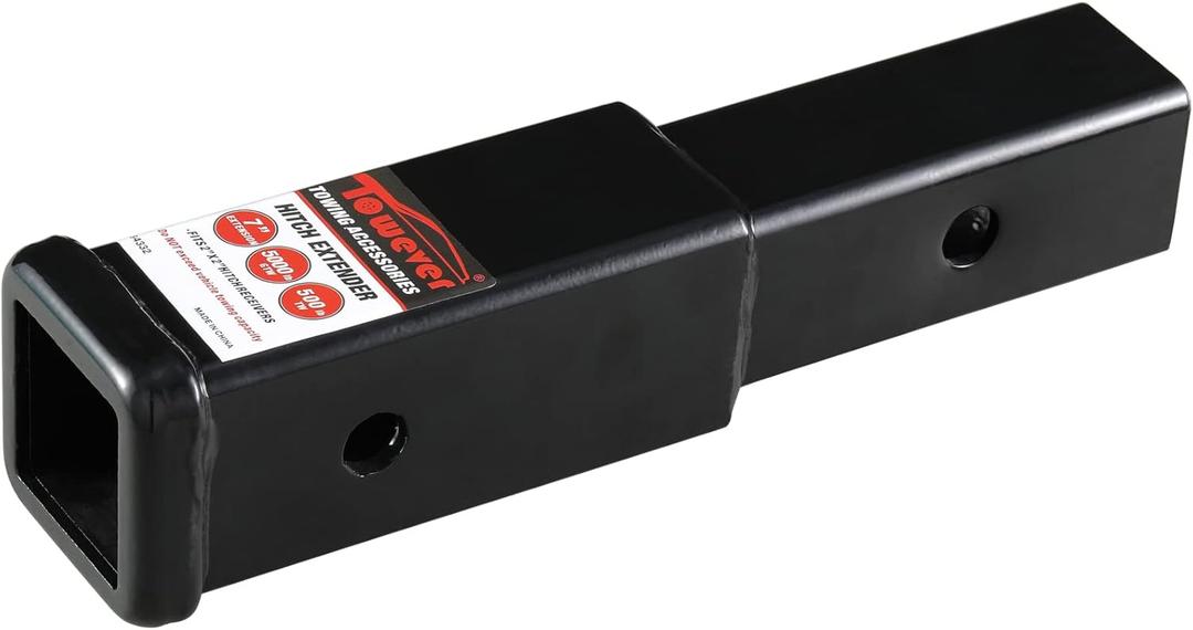 84332 Towever Trailer Hitch Extender 2 Inch Trailer Hitch Receiver Tube Extension, 7 inches Length, 3500 lbs. GTW