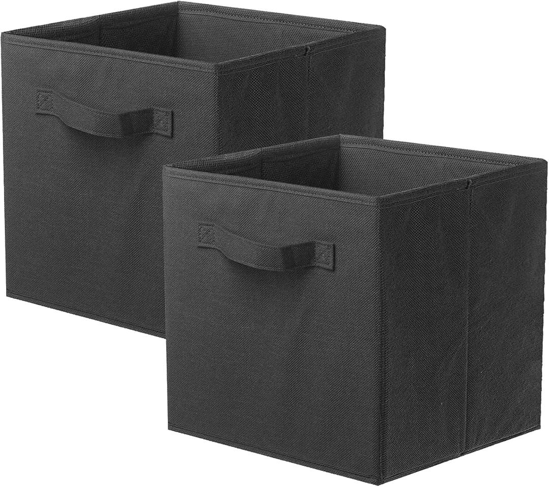ShellKingdom Storage Bins, Foldable Fabric Storage Cubes And Cloth Storage Organizer Drawer For Closet And Toys Storage, 2 Pack (Black)