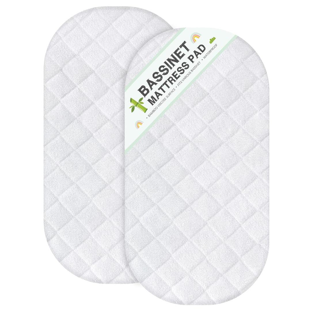Bassinet Mattress Protector, Fits 15" x 30" Graco Sense2Snooze and Dream On Me Lacy Bassinet, 2 Pack, Waterproof, Washer & Dryer