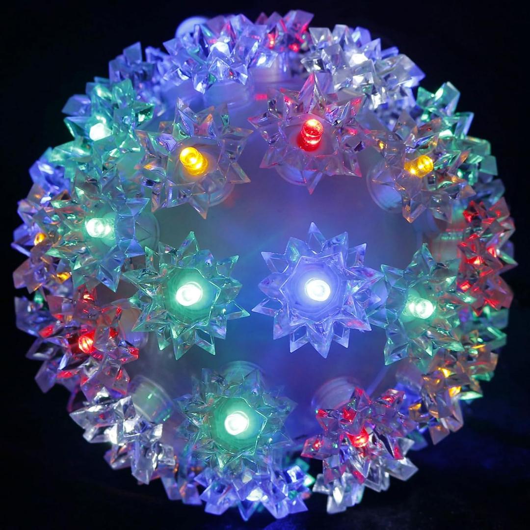 Christmas Lighted Ball 7" Outdoor Hanging Sphere Lights Orb 100 LED Multicolor Starlight Sphere for Tree, Porch, Gazebo, Bedroom Decorations (Green Wire- Multicolor)