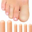 Homergy Original Soft Gel Toe Cap - 6 Small & Big Toe Protectors for Women & Men, Cushioning Toe Sleeves to Provide Relief from Missing/Ingrown Toenails, Corns, Calluses, Blisters, Hammer Toes (Beige)