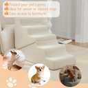 Dog Ramp for Bed, 23" H Dog Stairs for High Bed, 2 in 1 Pet Steps for Small Dogs, 5-Step Foldable Transformable Large Cats Ramp to Get on Couch, Non-Slip Balanced, Beige