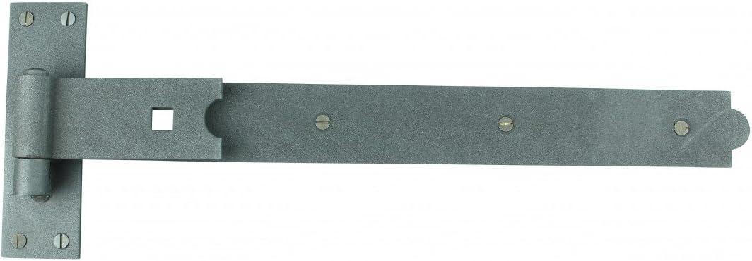 Renovators Supply Manufacturing Offset Lift Off Pintle Strap Hinge 19 in. Black Wrought Iron Pintle Strap Gate and Door Hinges with Hardware