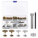 Sopnom 15 Sets 18MM Magnetic Buttons Clasp Snaps Fastener with Install Tool Magnetic Round Snaps DIY Craft Buttons Kit for Sewing, Craft, Purses, Bags, Clothes, Leather (Round)