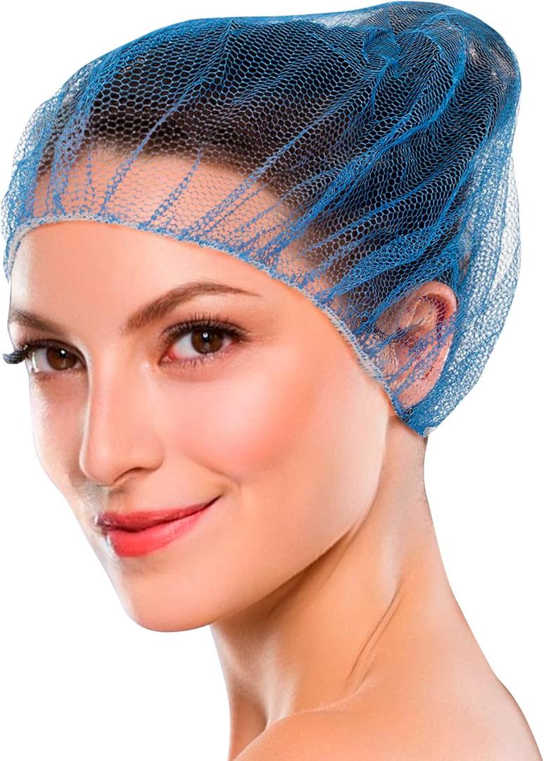 ABC PACK & SUPPLY Blue Disposable Hair Net, 28 Inches. Pack of 100 Nylon Hairnet Medical. Disposable Hair Cap. Unisex Surgical Head Cover. Elastic Hairnets for Cooking, Cleaning, Food Service