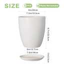 8 Inch Ceramic Planter Pot Round Plant Pot with Drainage Hole and Saucer Modern Flower Pot for Indoor Outdoor Plants White