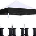 Eurmax USA New 10x10 Pop Up Canopy Replacement Canopy Tent Top Cover, Instant Canopy Top Cover ONLY, Choose 30 Colors, Bonus 4PC Pack Weight Bag (White&Black)