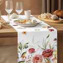 Watercolor Country Wildflower Table Runner 72 Inches Long, Farm Floral Art Table Runners Tabletop Scarf Kitchen Dining Tables Decoration for Home Party Indoor Outdoor