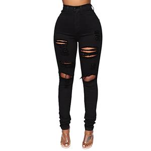 Skirt BL Women's High Waisted Jeans for Women Ripped Skinny Stretch Jeans Distressed Butt Lifting Denim Pants (Black, US 8)