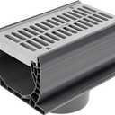 NDS 2351 Spee-D Channel Drain Bottom Outlet Assembly, 4-3/4-Inch X 7-Inch, includes both Channel and Prefastened Plastic Grate, Gray