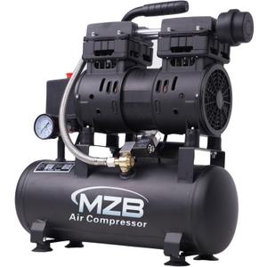 MZB 2.4 Gallon Ultra Quiet Air Compressor 110V/60Hz 1.0HP 5.65CFM, MAX 115PSI Steel Tanks Oil-Free 68dB Noise Level Air Compressor for Spray Painting, Auto Repair, Carpentry Decoration