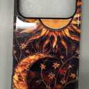 Case for iPhone 17 Pro,Fits Glossy Case Design for Girl Women,Celestial Stained Glass Sun Moon Flower