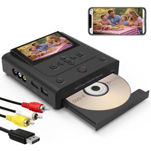 VHS to DVD Recorder, DVD Recorder with HDMI & AV Input, Convert VHS, VCR, Hi8 and Camcorder to DVD, USB, SD or HDD, No PC Needed, 4.3" LCD Preview, Phone Video/Photo to DVD/USB/SD/HDD App Copy