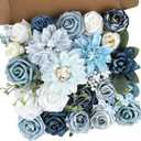 AGIRL Artificial Flowers Combo Silk Mix Blue Fake Flower with Stems for DIY Wedding Bouquets Centerpieces Arrangements Table Chair Decor Baby Shower Home Decor (Light Blue)