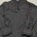 Women's Puff Long Sleeve Stand Ruffle Collar Mini Dress Casual A Line Shift Dress with Pockets, Size S