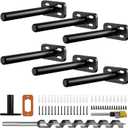 6pcs Wall Shelf Brackets Heavy Duty Floating Shelf Bracket Hidden,Invisible Black Shelving Brackets Decorative Floating Shelf Hardware Heavy Duty,Metal Shelf Support Bracket(4"-6pcs)