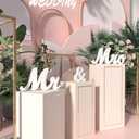 VIOPVERY Mr and Mrs Sign for Wedding Table,Large White Mr and Mrs Sign,Wooden Letters,Mr & Miss Sign with Just Married Banner Wedding Decorations for Anniversary