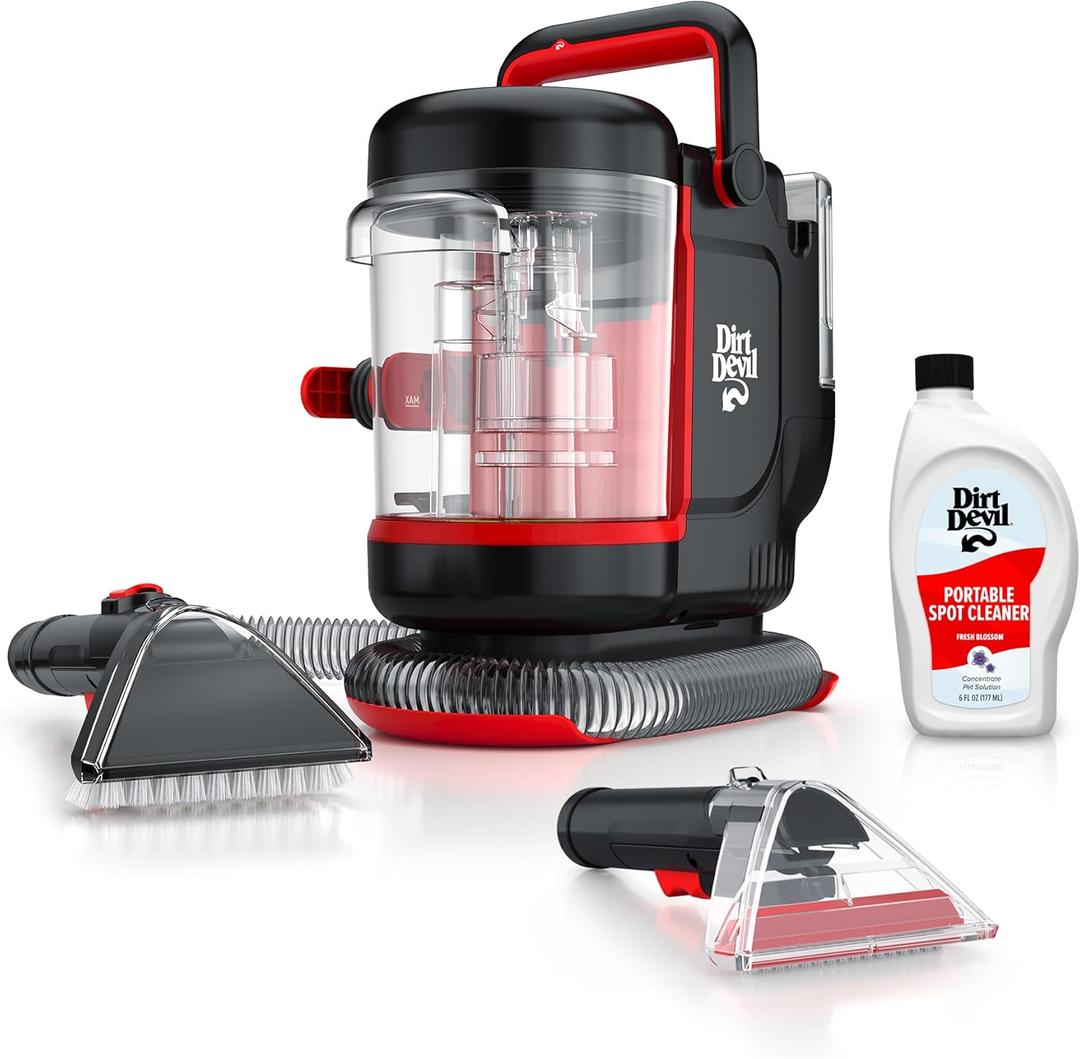 Dirt Devil Portable Spot Cleaner Machine for Carpet and Upholstery, Powerful Suction Spot Cleaning Machine with Versatile Tools, Pair with Dirt Devil Portable Cleaner Solution